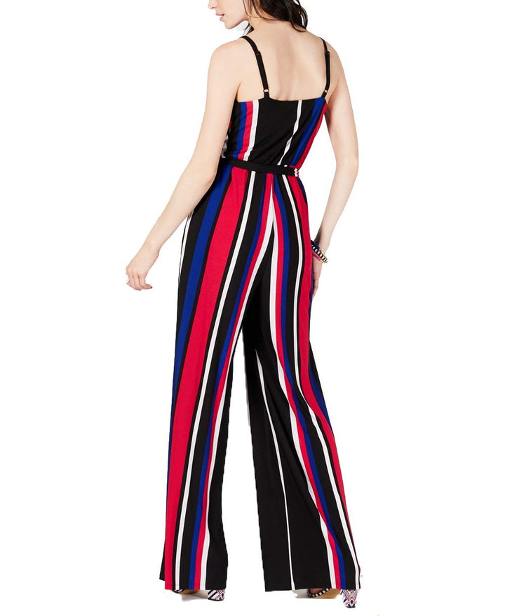 INC Sleeveless Surplice Striped Jumpsuit