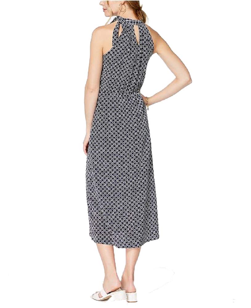 Maison Jules Printed Tie Neck Midi Dress