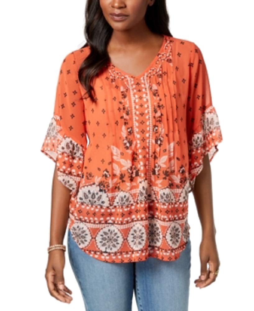Printed Pintucked Top