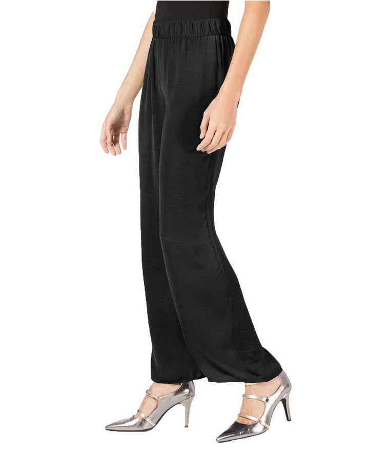 Smocked-Waist Washed-Satin Pants