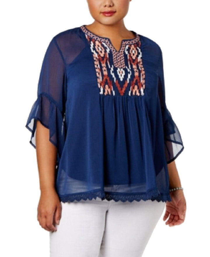 Style & Co Plus Size Embroidered Layered Look Blouse