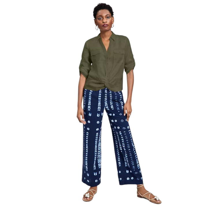 INC International Concepts Petite Linen Twist Hem Shirt