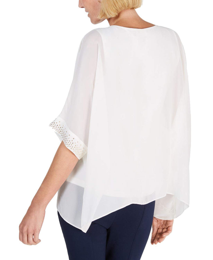JM Collection Embellished Keyhole Poncho Top