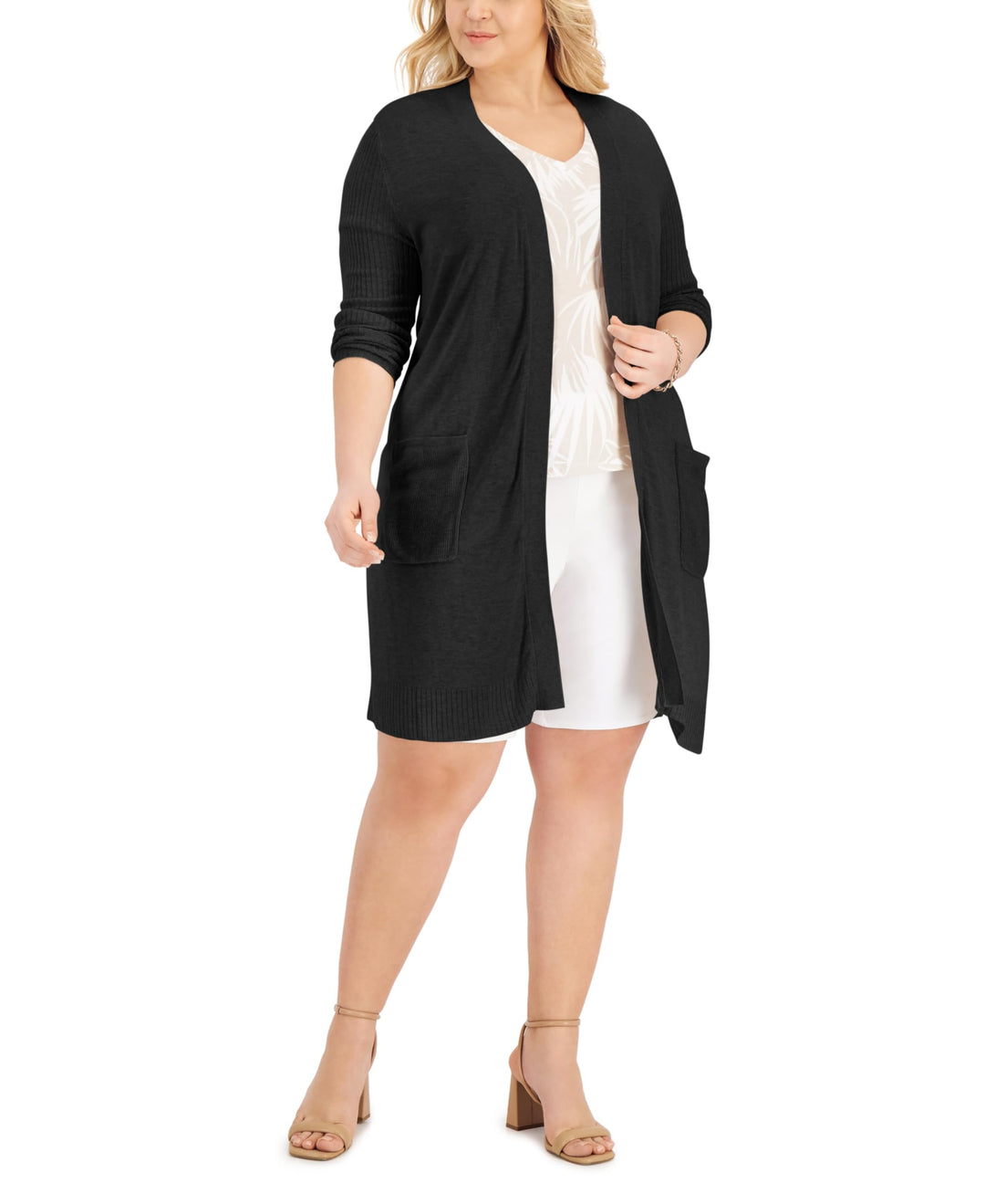 INC International Concepts Plus Size Rib Knit Duster Cardigan
