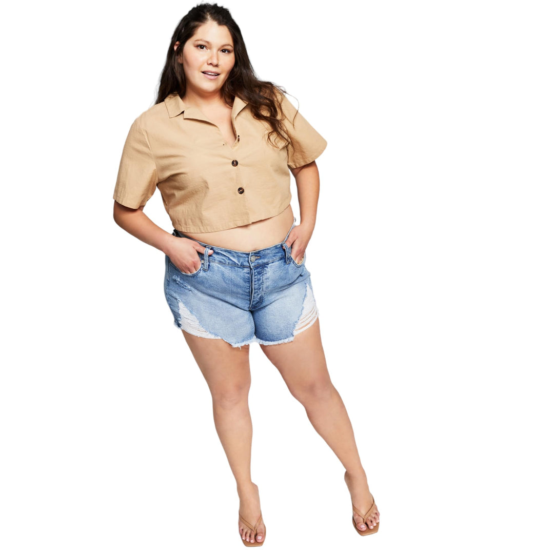 Now This Trendy Plus Size Camp Shirt