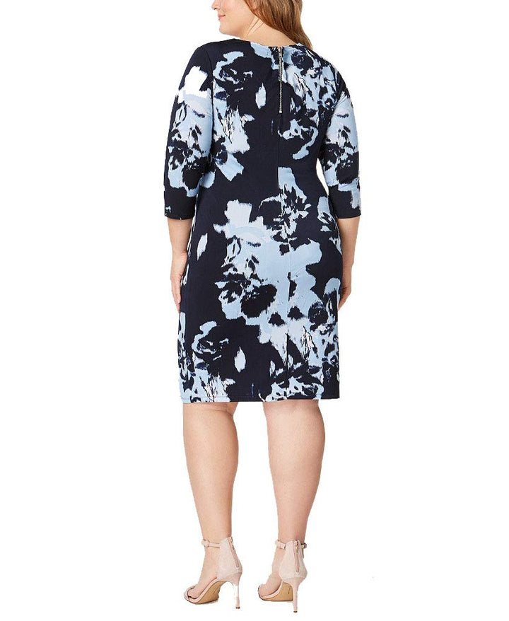 Plus Size Printed Twist Front Dress