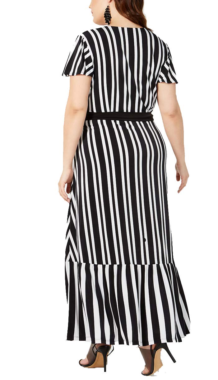 Plus Size Striped Faux Wrap Maxi Dress
