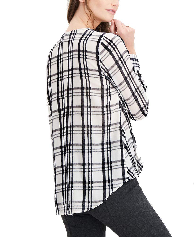 Petite Plaid Burnout Print Top