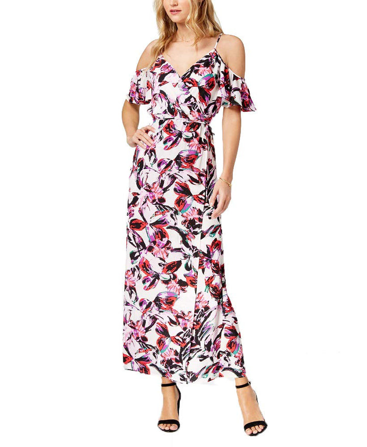 Printed Cold-Shoulder Maxi Dress