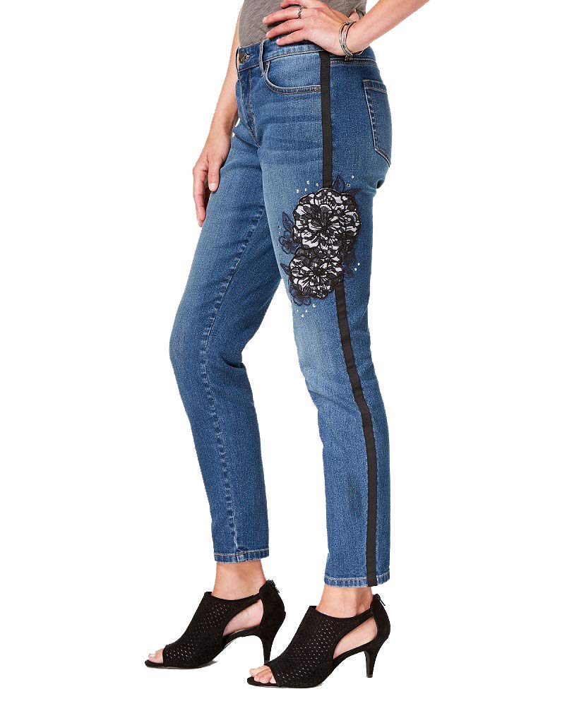 Lace-Detail Studded Jeans