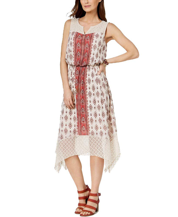 Style & Co Lace Trim Midi Dress