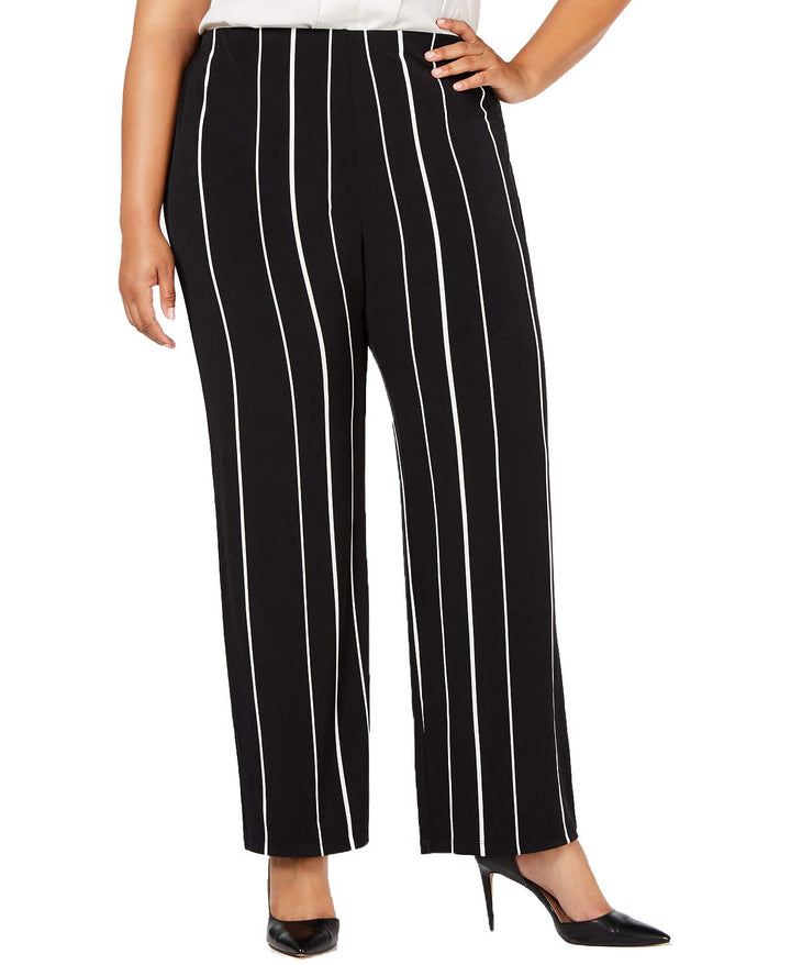 Plus Size Striped Pull-On Pants