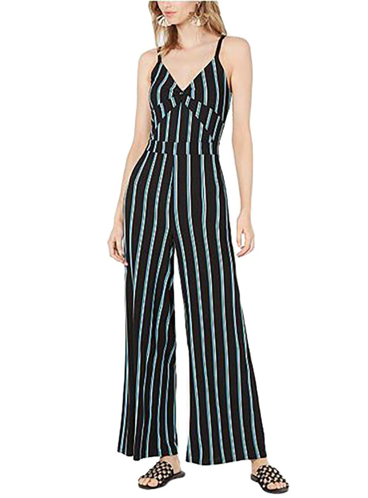 Striped Twist-Front Jumpsuit
