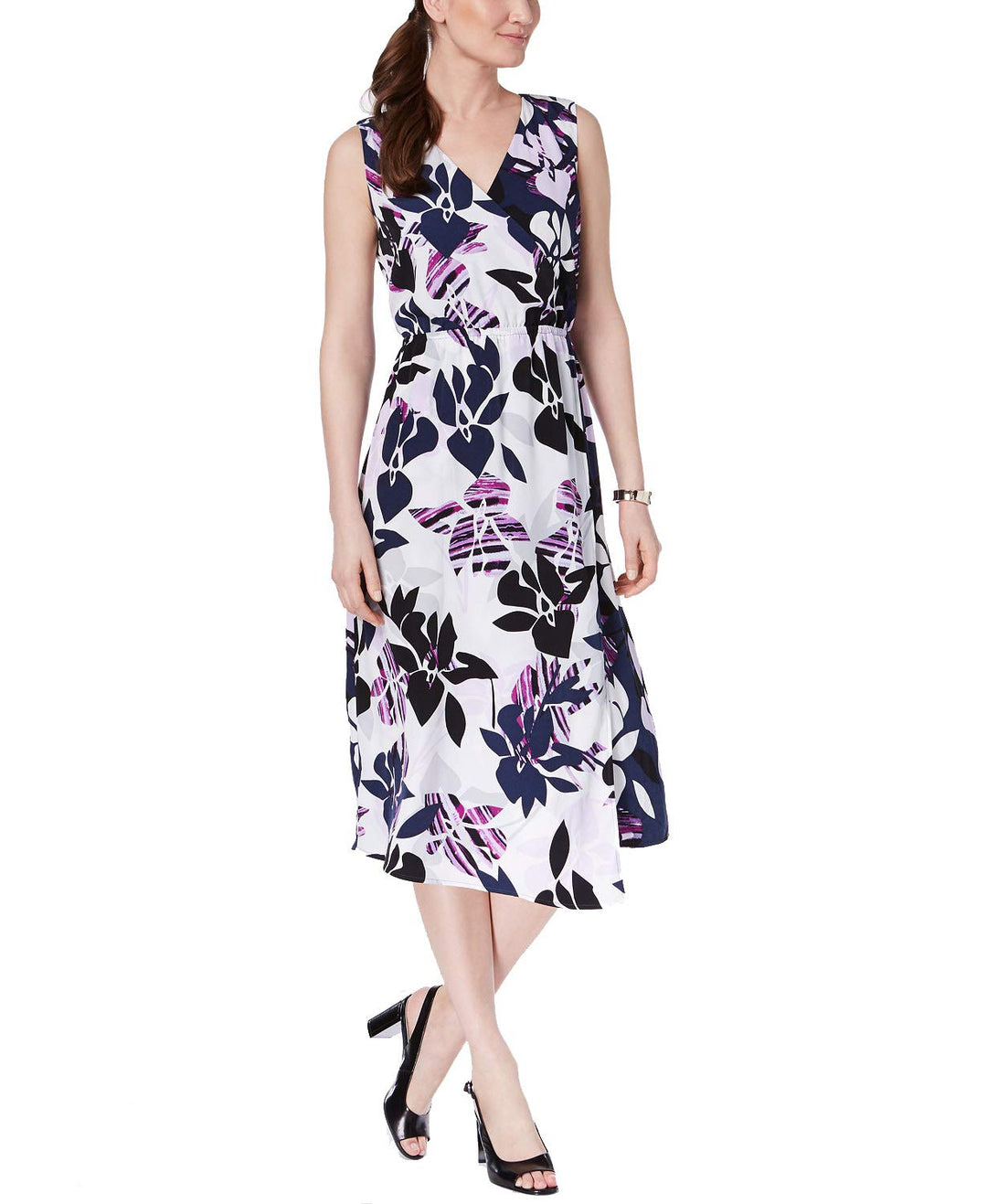 Alfani Petite Printed Faux Wrap Midi Dress