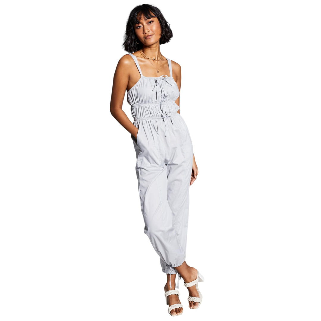 Now This Womens Cotton Tie Front Jumpsuit