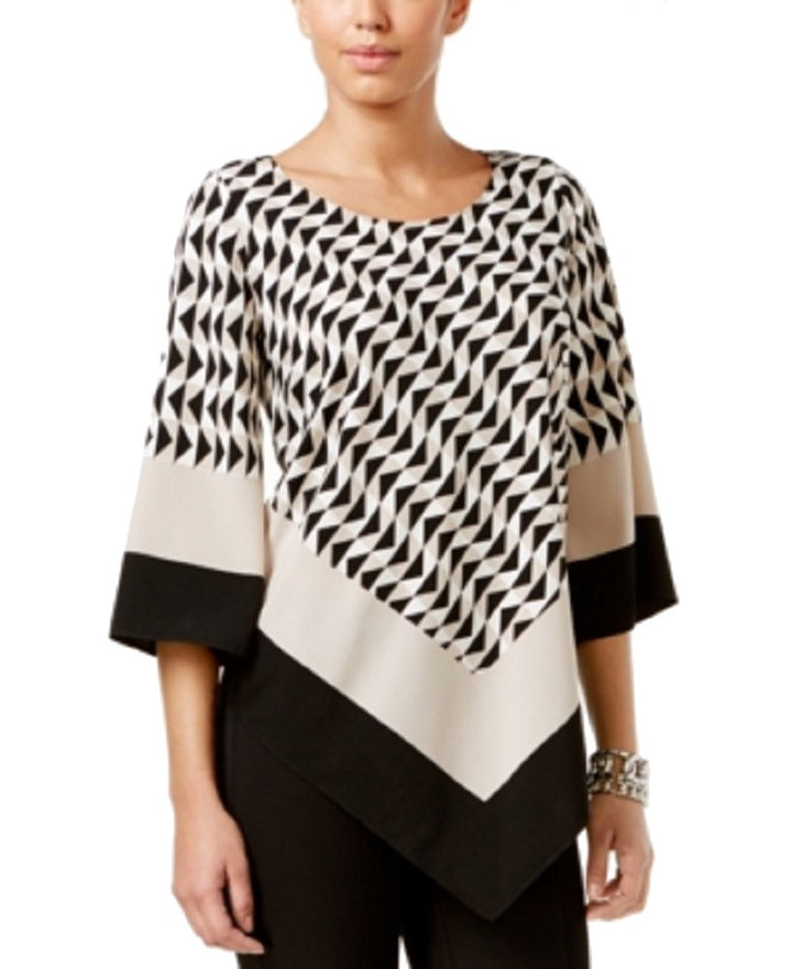 Alfani Petite Printed V Hem Blouse