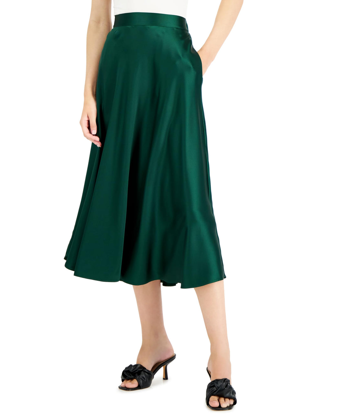 Alfani Womens Satin A Line Midi Skirt