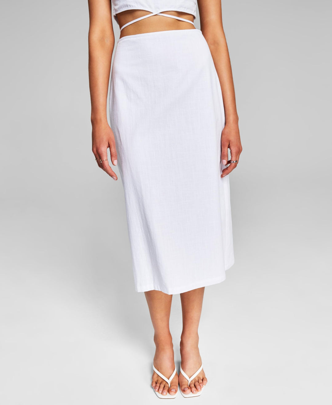 Now This Trendy Plus Size Side Slit Midi Skirt