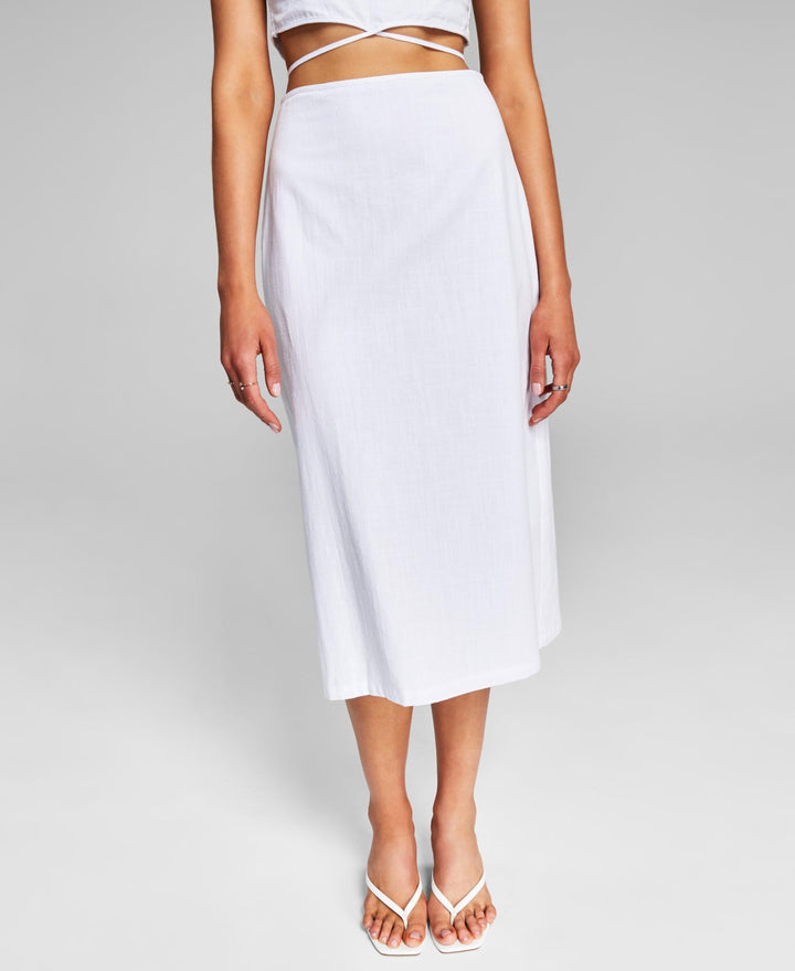 Now This Trendy Plus Size Side Slit Midi Skirt