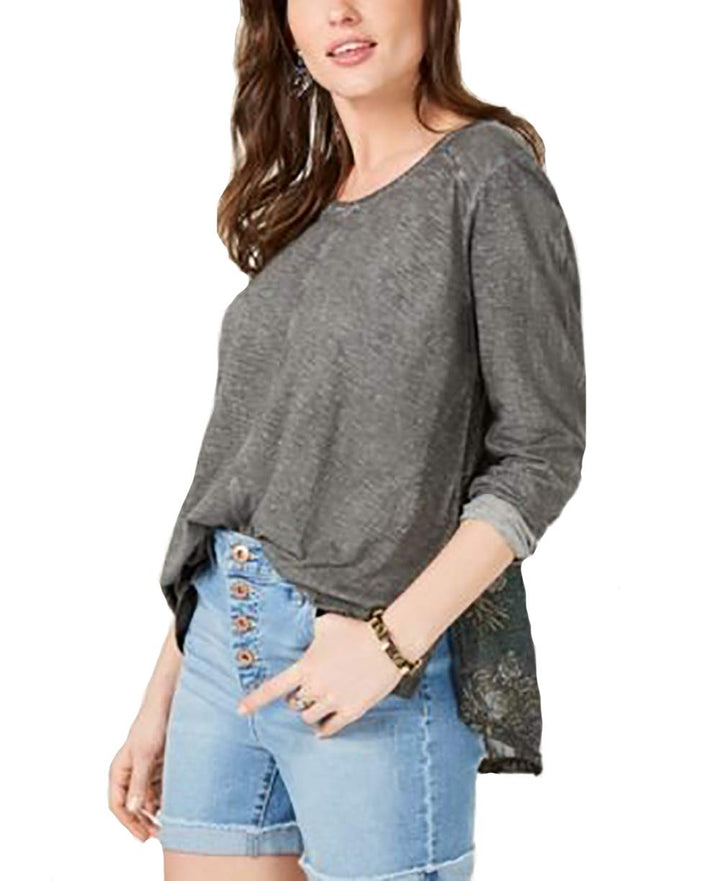 Print-Back Scoop-Neck Top