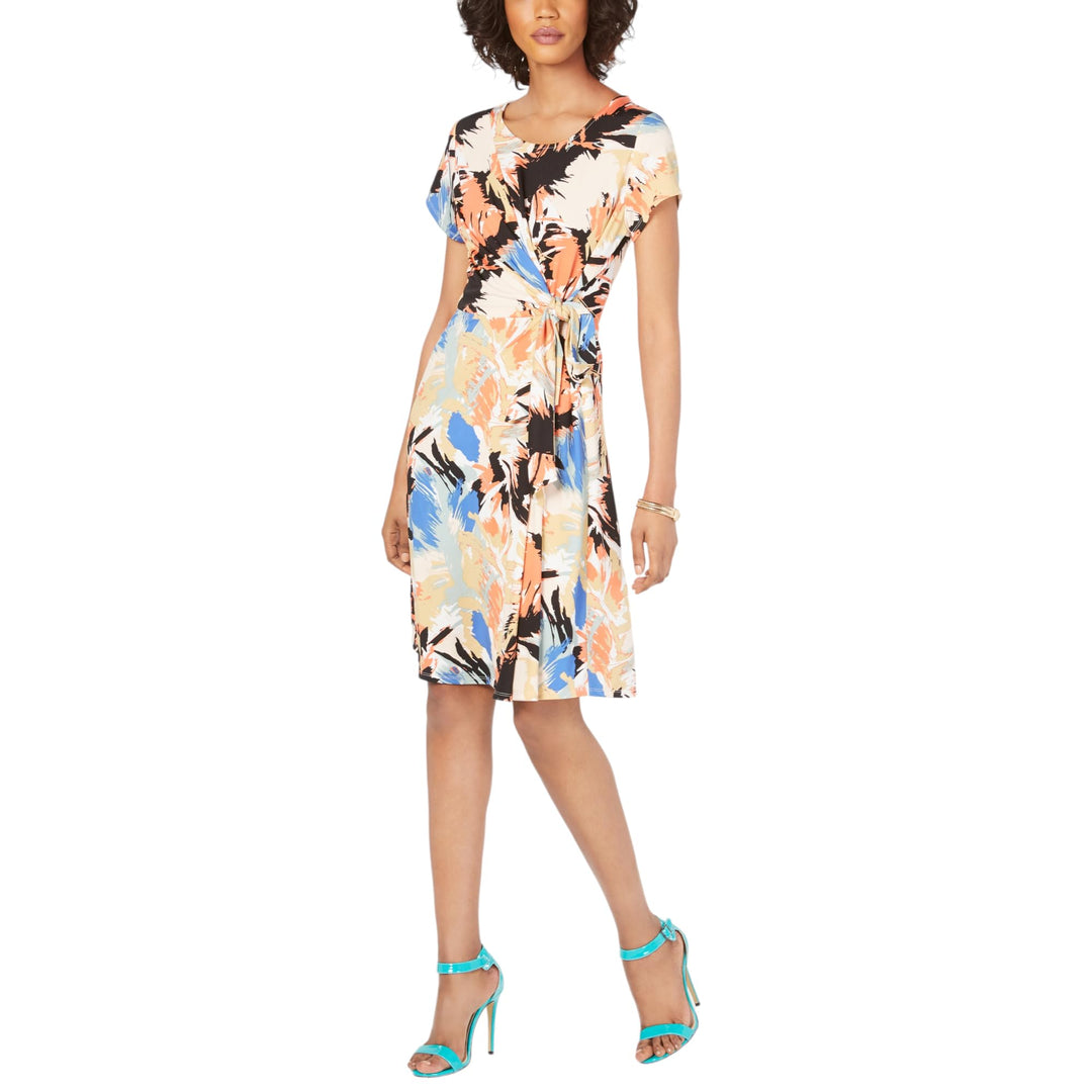 Petite Paisley Printed Tie-Front Dress