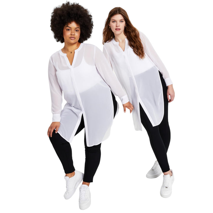 Petite Semi-Sheer Tunic Blouse