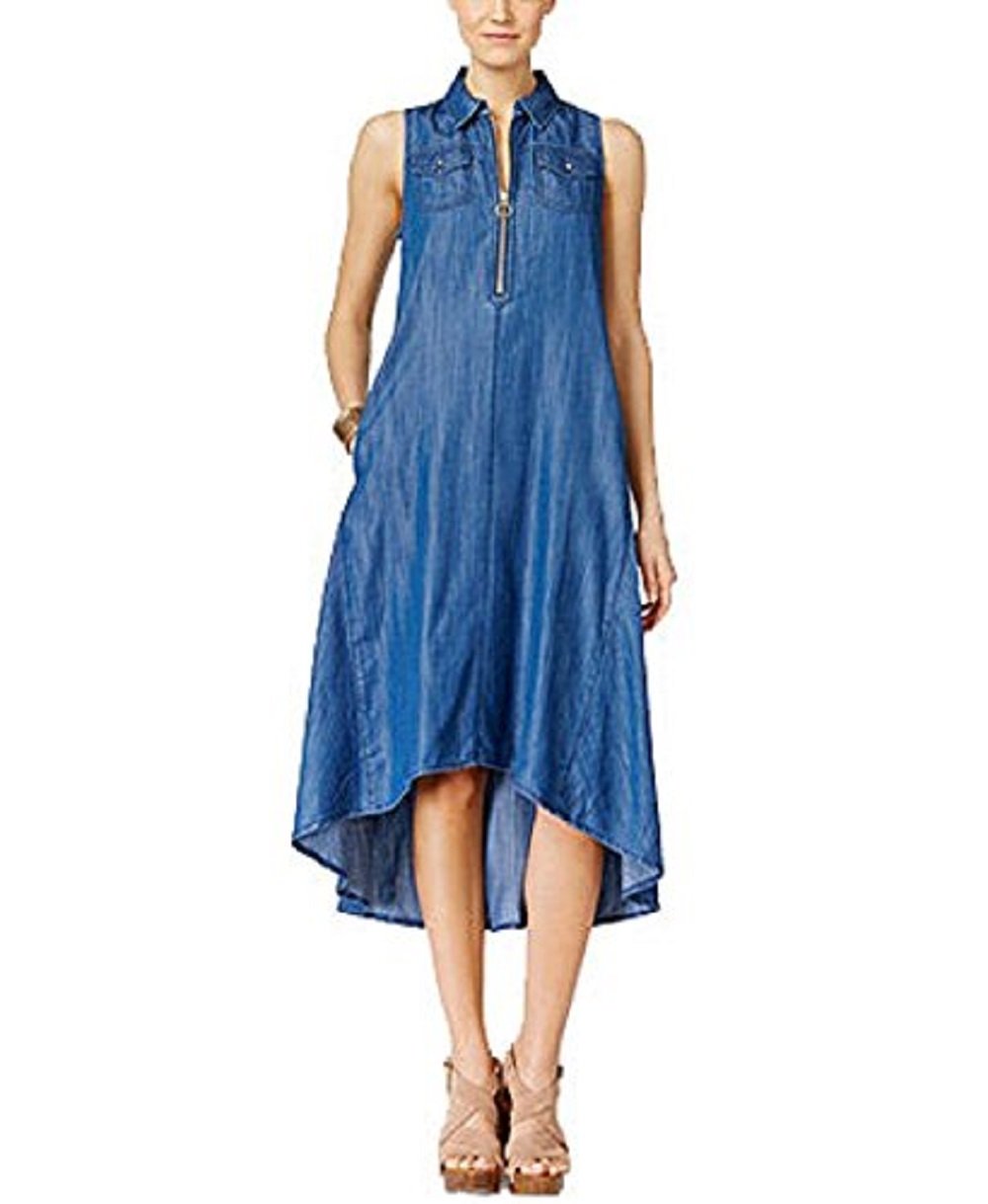 INC International Concepts High Low Denim Trapeze Dress