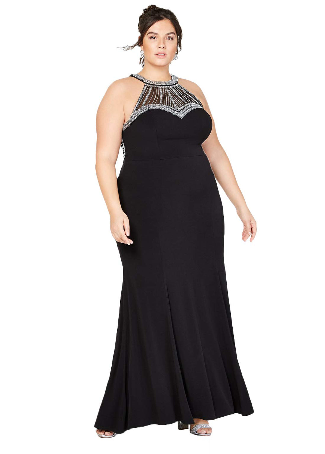 Say Yes To The Prom Trendy Plus Size Embellished Halter Gown