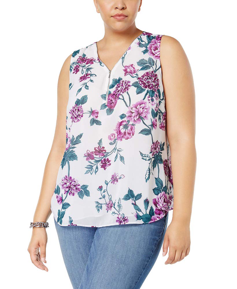 Plus Size Sequined Half Zip Shell