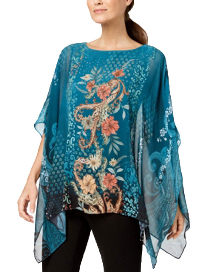 JM Collection Petite Embellished Poncho Top