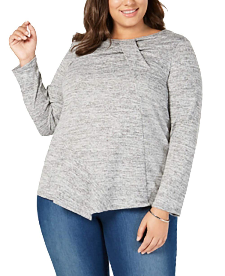 NY Collection Plus Size Twist Front Asymmetrical Top