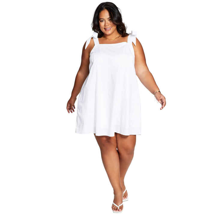 Now This Trendy Plus Size Cotton Tie Shoulder Dress