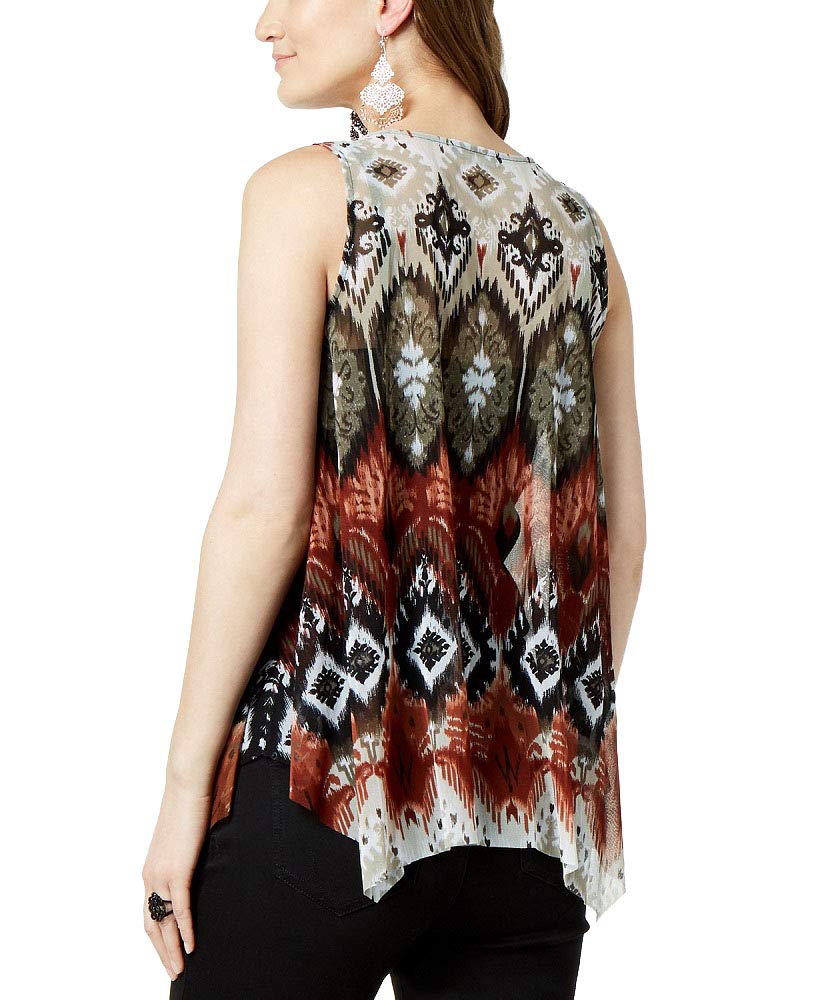 Petite Printed Handkerchief Hem Top