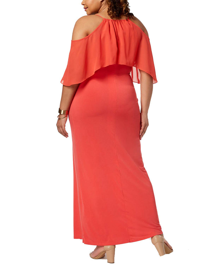 NY Collection Plus Petite Plus Size Cold Shoulder Maxi Dress
