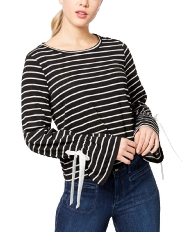 Maison Jules Striped Bell Sleeve Top