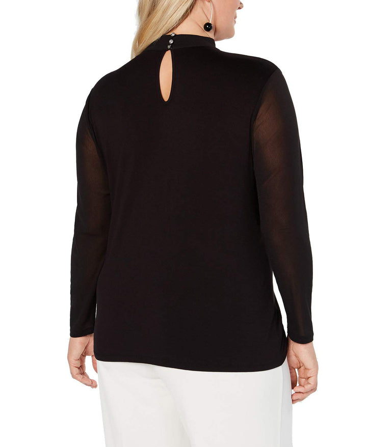 I.N.C. Plus Size Long-Sleeve Illusion Top