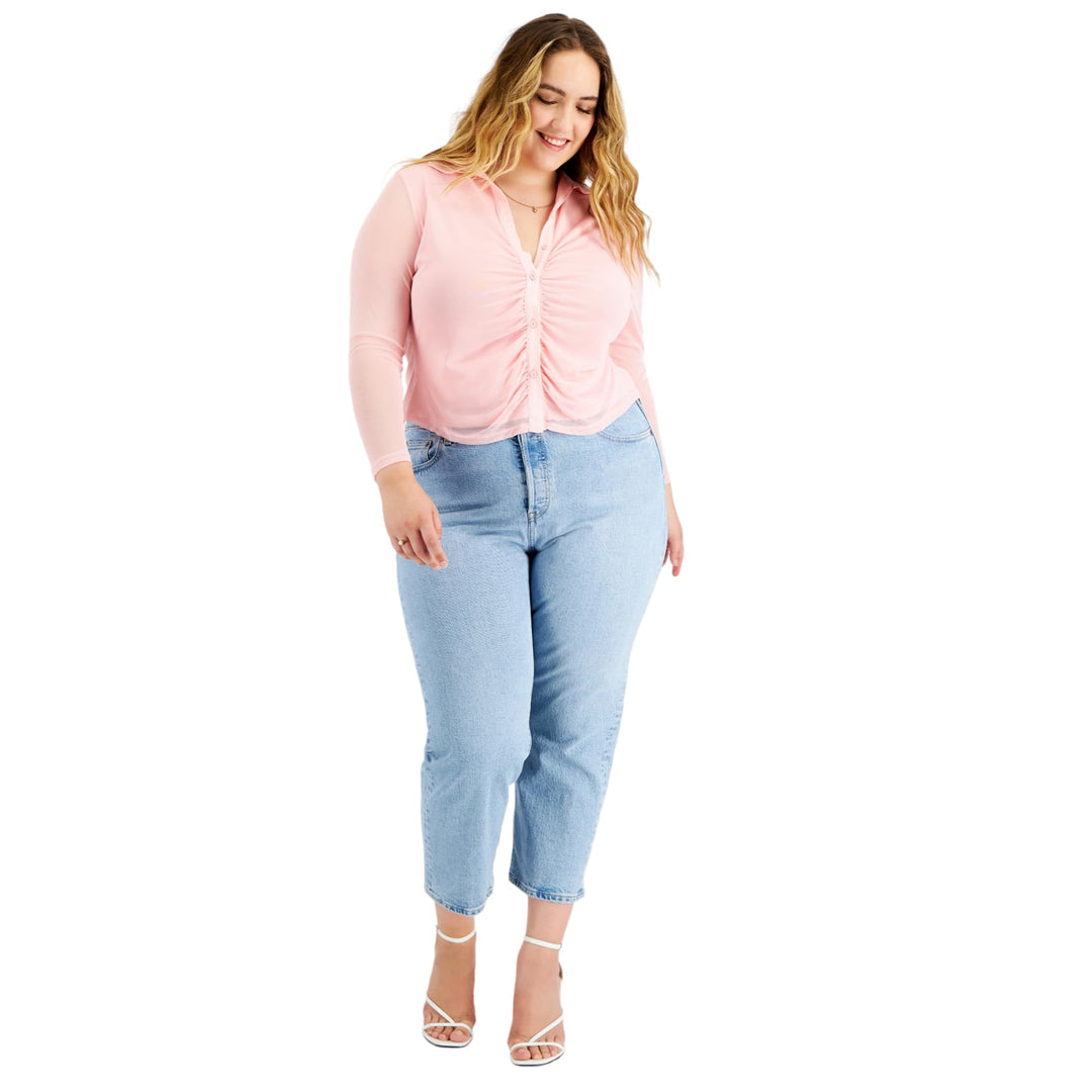 Bar III Trendy Plus Size Gathered Front Shirt