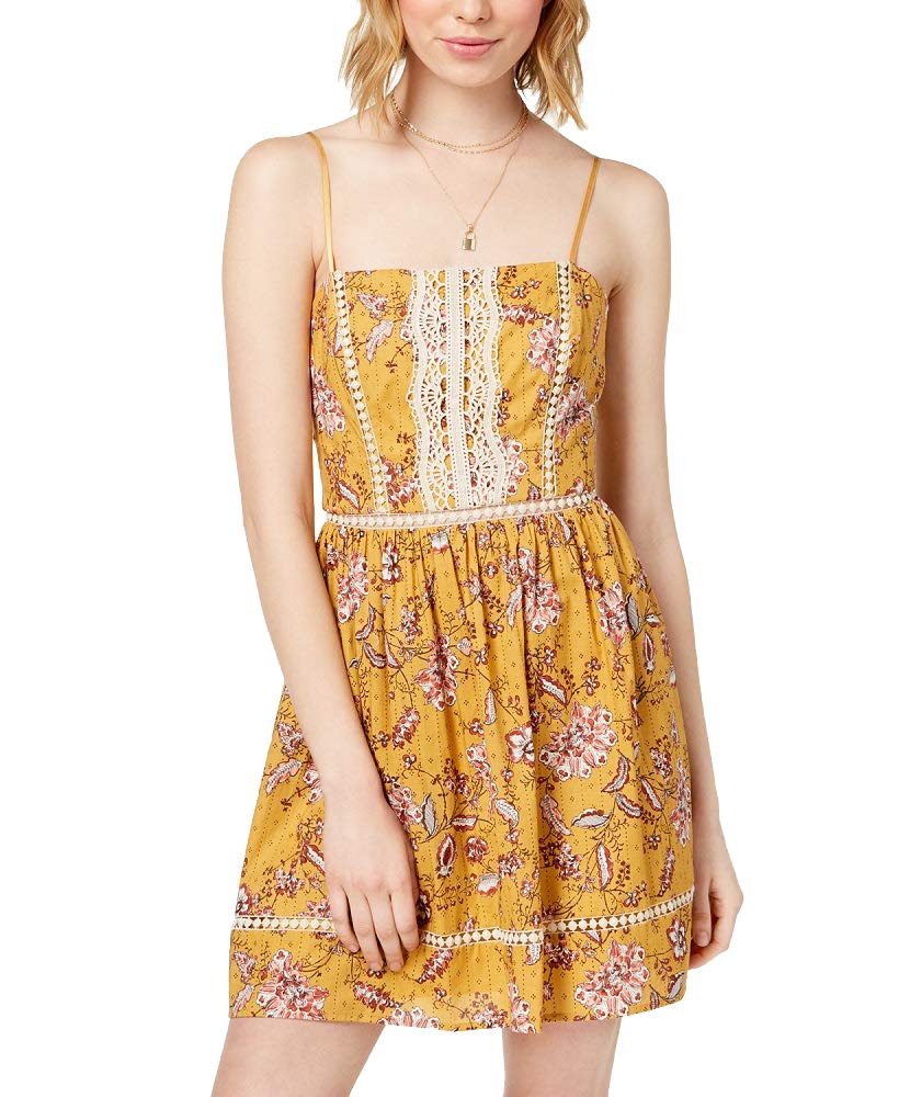 City Studios Juniors Crochet Inset Printed Dress