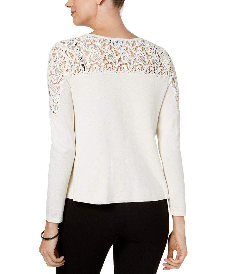 Charter Club Petite Lace Trim Cardigan