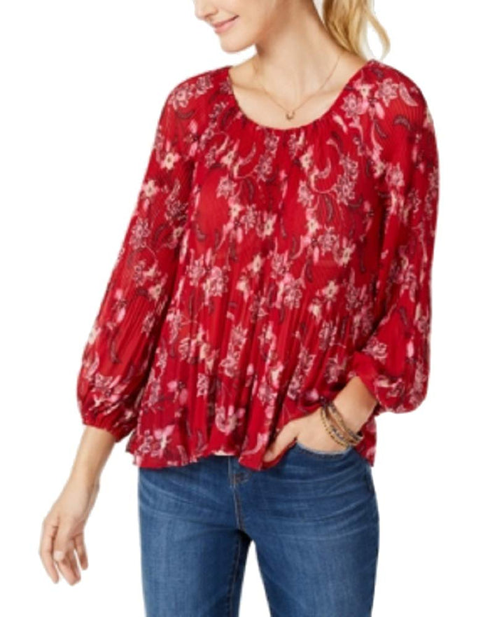 Style & Co Petite Pleated Peasant Top