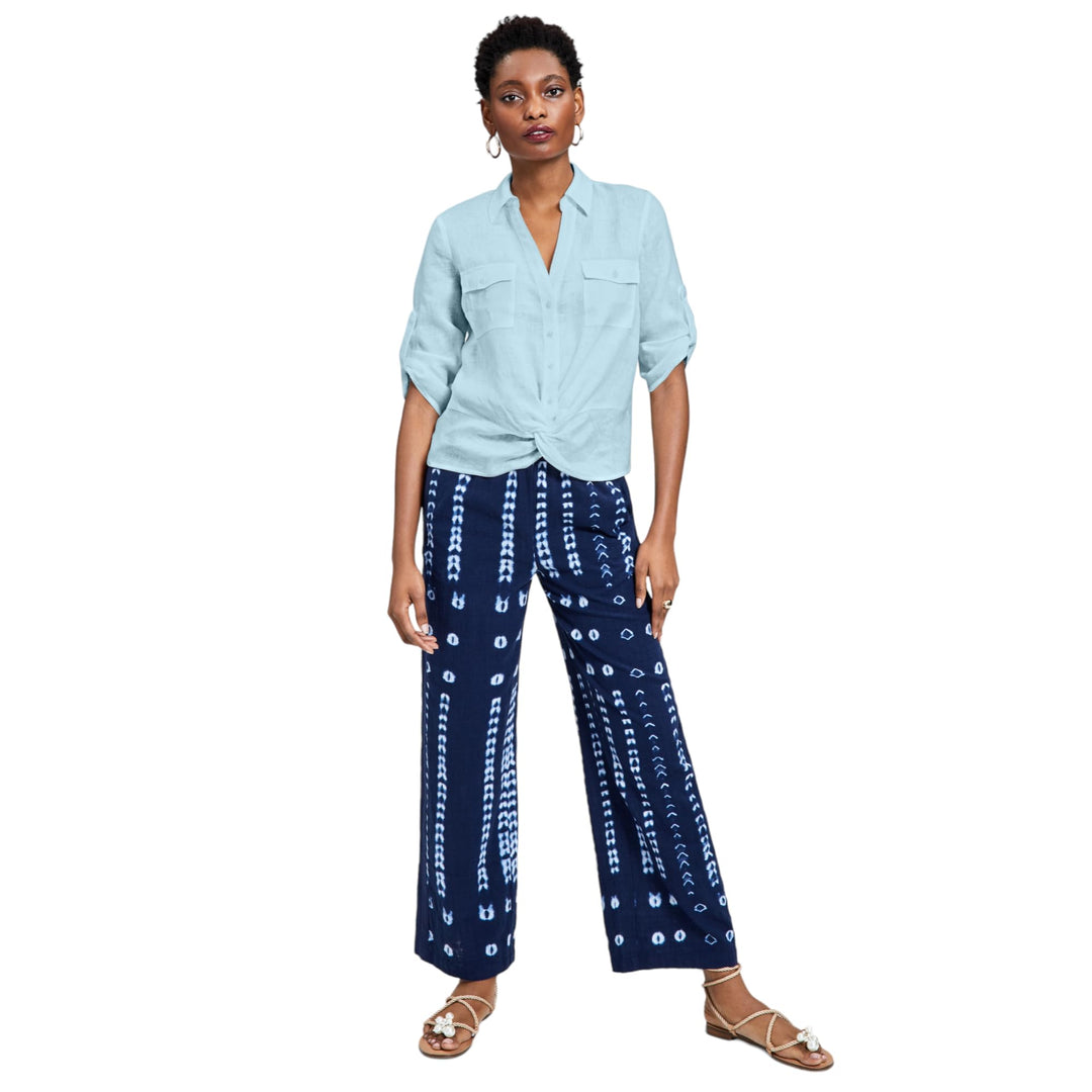INC International Concepts Womens Linen Twist Hem Blouse