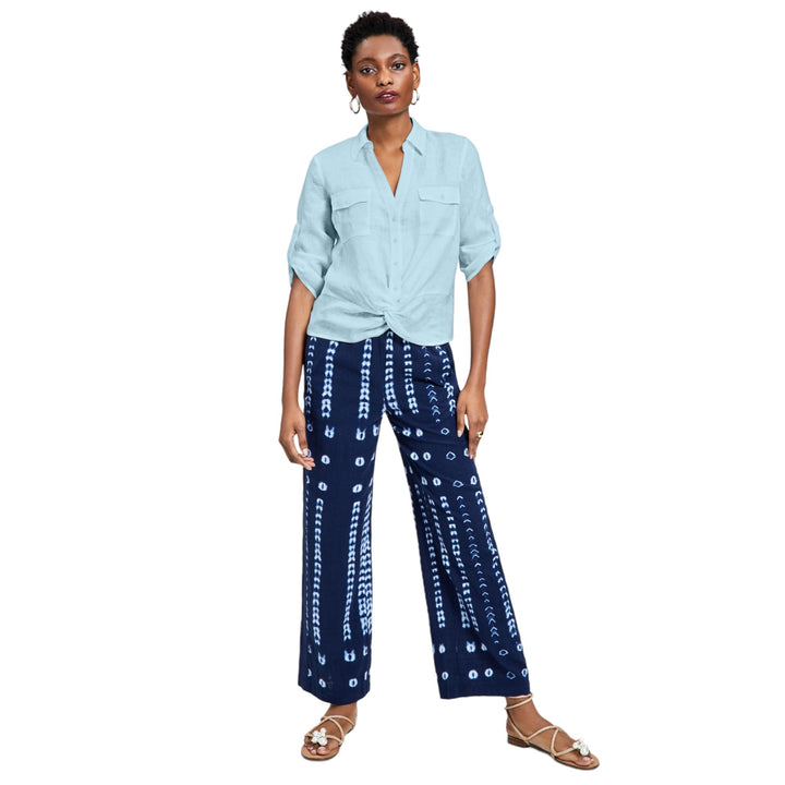 INC International Concepts Womens Linen Twist Hem Blouse