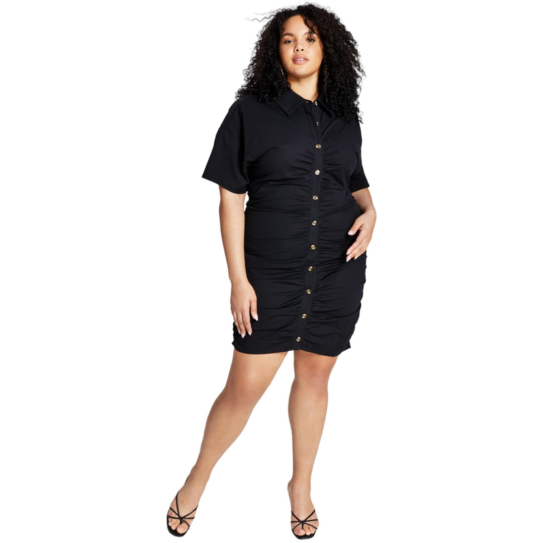 Now This Trendy Plus Size Ruched Shirtdress