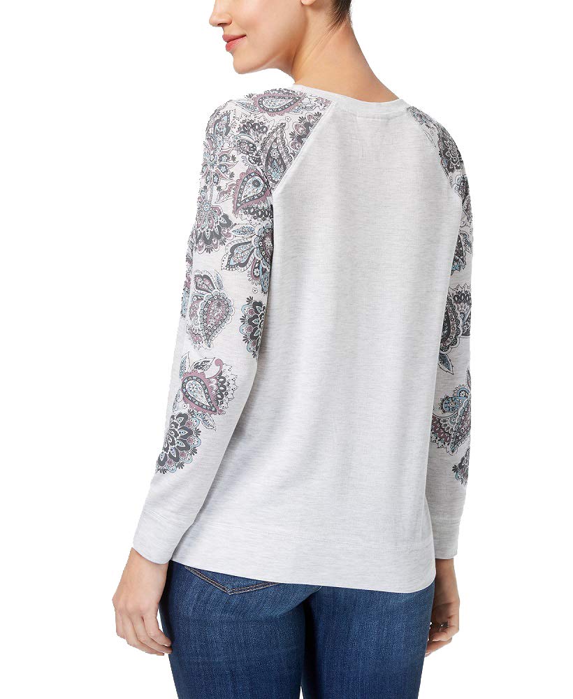 Style & Co Long Sleeve Paisley Print Sweatshirt