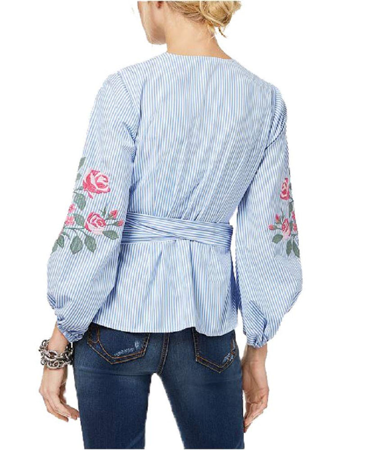 I.N.C. Embroidered Striped Blouse