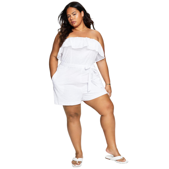 Bar III Trendy Plus Size Strapless Eyelet Romper