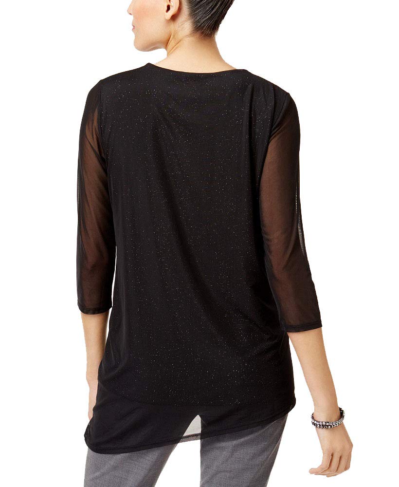 JM Collection Petite Shimmer Print Necklace Tunic