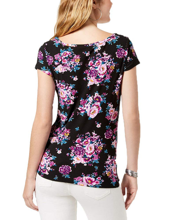 Ultra Flirt Juniors Printed Knot Hem Top