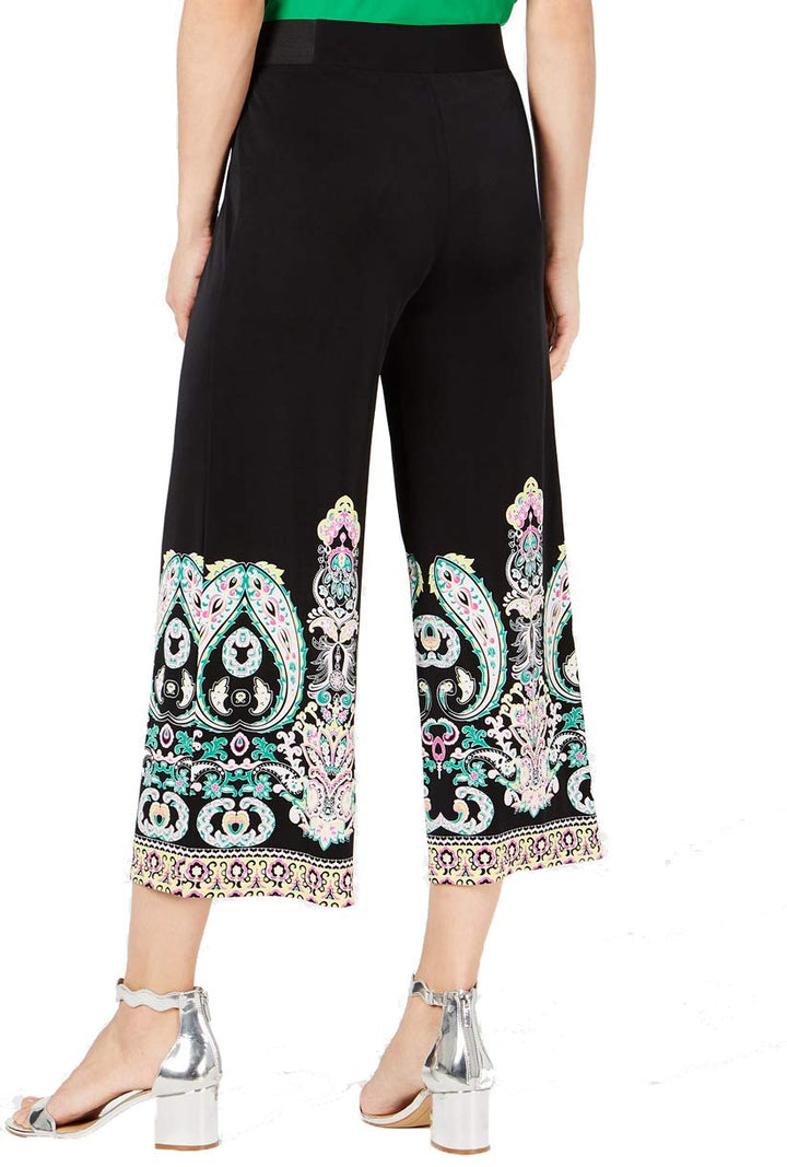 INC Petite Printed Cropped Wide-Leg Pants