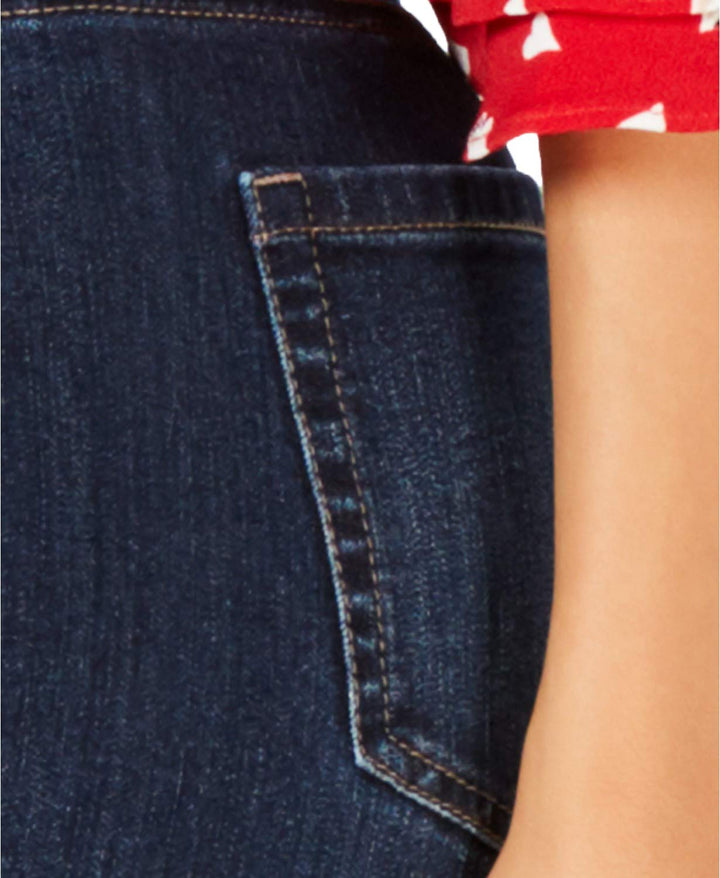 Plaid-Cuff Tummy-Control Skinny Jeans